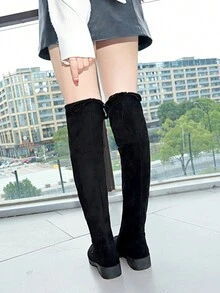 2023 新款優雅經典休閒百褶女款及膝靴 - 黑色 - 查看 4
