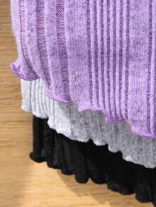 SHEIN 3入組少女不對稱前後T卹 - 淺灰紫 - 查看 5