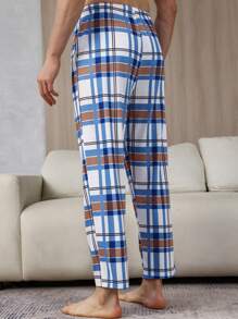 Men's Plaid Drawstring Waist Home Wear Bottoms - Multicolor - View 2