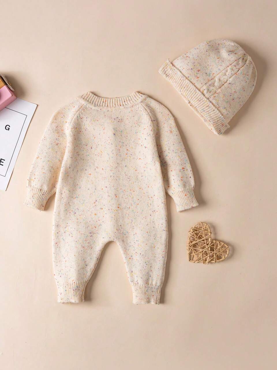 Baby Boys' Knitted Sweater Romper With Round Neck