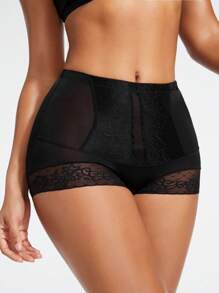 女用網布拼接塑身衣下裝 - 黑色 - 查看 3