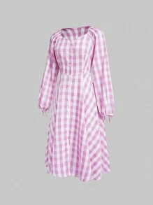 SHEIN Unity Women's Plaid Long Sleeve Dress - Multicolor - View 3