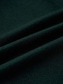 SHEIN LUNE 大尺碼女用蓋口袋立領羊毛大衣 - 墨綠色 - 查看 3