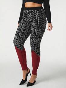 Sava Nation Designs Designer Plus Geo Pattern Colorblock Knit Pants, For Holiday, Vacation, Festival, Ibiza Fits