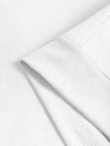 SHEIN EZwear Women's Letter Print Fleece Sweatshirt - White - View 5