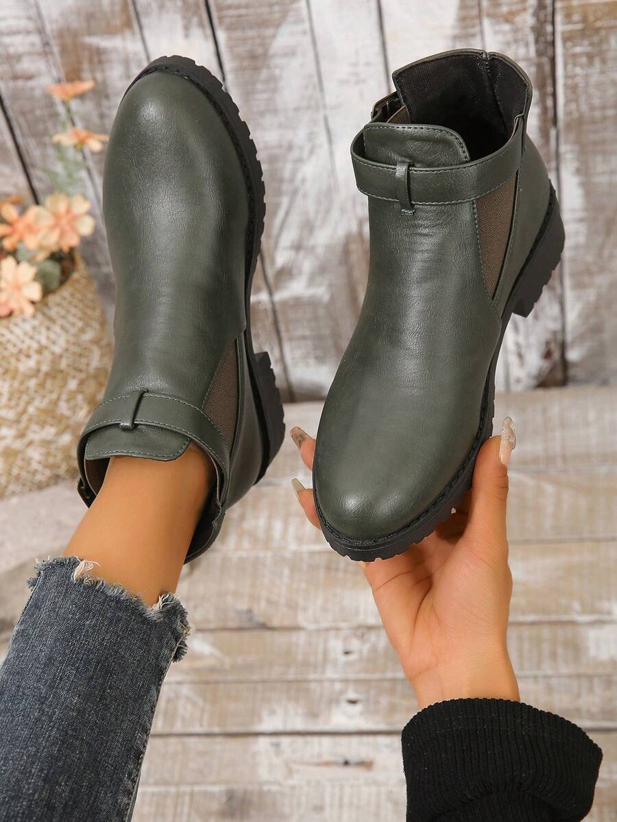 女士時尚靴子 - 軍綠色 - 查看 1