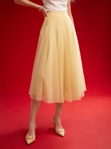 MOTF PREMIUM 女士纯色网眼编织喇叭裙，情人节