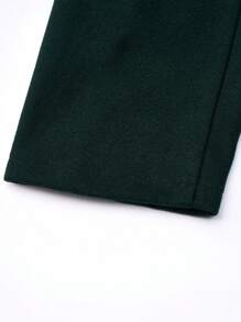 SHEIN LUNE 大尺碼女用蓋口袋立領羊毛大衣 - 墨綠色 - 查看 7