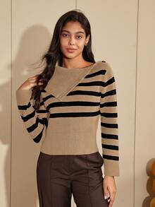 Jersey de cuello de barco a rayas para dama - Multicolor - Ver 5