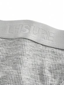 Braguitas De Tanga De Canalé Con Detalle De Letras Y Cinta Jacquard Para Mujer - Gris - Ver 5