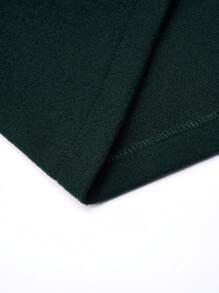 SHEIN LUNE 大尺碼女用蓋口袋立領羊毛大衣 - 墨綠色 - 查看 6