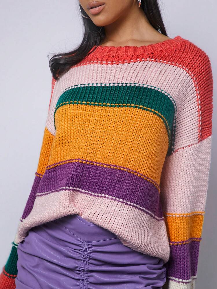 Colorblock Drop Shoulder Sweater