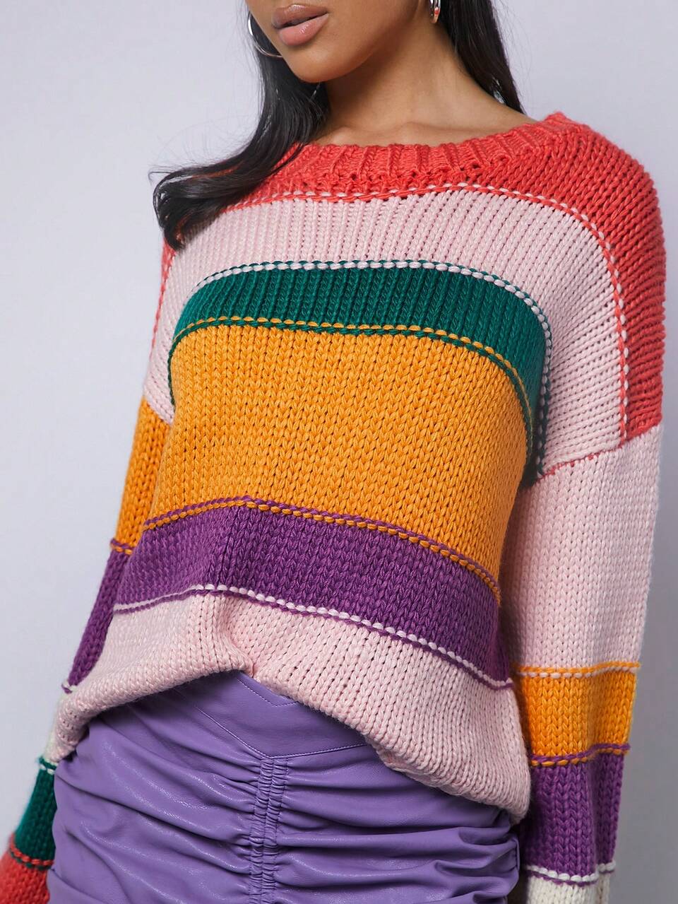 Colorblock Drop Shoulder Sweater