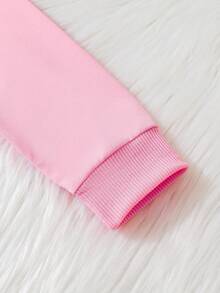 SHEIN Bé gái Love Hình trái tim Tay áo dài Hai chiếc Bộ Đối với Mùa thu Và Mùa Đông - Hồng - Xem 8