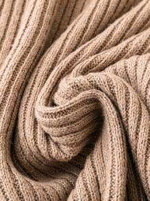 SHEIN LUNE 大尺寸純色高領毛衣連衣裙 - 卡其色 - 查看 5