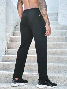 SHEIN Riding Stretchy Waist Letter Patterned Cycling Pants Biker Shorts Set - Black - View 2