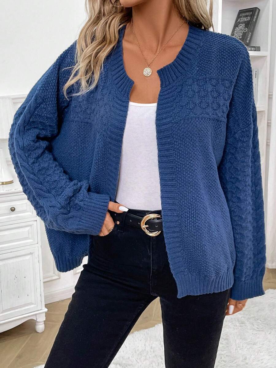 EMERY ROSE Của phụ nữ màu trơn Áo len Mở - Màu xanh lam - Xem 1