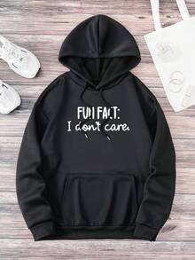 大码保暖抓绒卫衣，带口袋，秋冬季休闲运动装，女装 - 黑色 - 查看 1