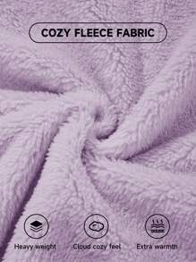 SHEIN EZwear Kích thước lớn Dệt kim Của phụ nữ Lông cừu Áo nỉ Với Thả vai - Màu Lilac Tím - Xem 3