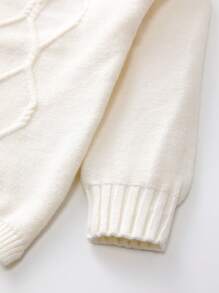 秋冬新品女嬰半高領毛衣+背帶毛衣洋裝套裝 - 米色 - 查看 6