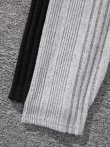 Tween 女孩日常甜酷針織純色高彈緊身褲 2 件/套 - 彩色 - 查看 3