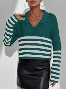 SHEIN Ladies' Striped Collared Sweater