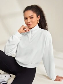 SHEIN Daily&Casual Của phụ nữ Giải trí Thể thao Áo nỉ - trắng - Xem 1