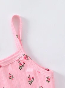 Toddler Girls' 3pcs Flower Printed Lettuce Hem Cami Top