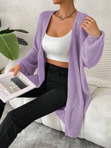 Women's Solid Color Cardigan - Purple - View 5