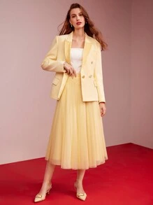 MOTF PREMIUM 女士纯色网眼编织喇叭裙，情人节