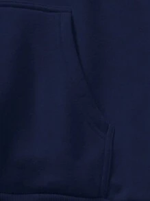 Men's Hooded Pullover Sweatshirt, Casual Loose, Thickened And Warm Inside, Suitable For Autumn And Winter, Perfect For Layered - Navy Blue - View 9