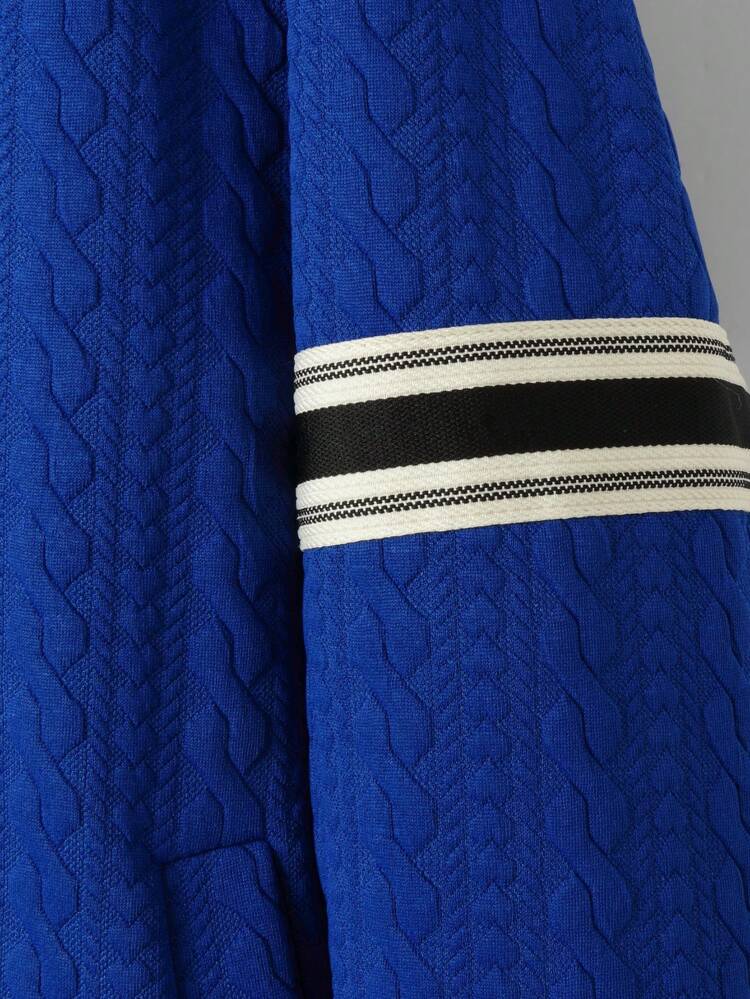 Loose Fit Men's Twisted Knit Baseball Collar Jacket