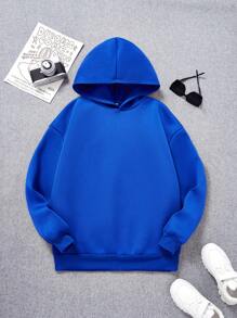 Áo nỉ nỉ in hình rồng và chữ cái phong cách thường ngày dành cho thiếu niên nam. - Màu xanh lam - Xem 2