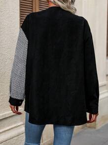SHEIN LUNE 女款拼色翻領紐扣貼袋夾克 - 彩色 - 查看 2