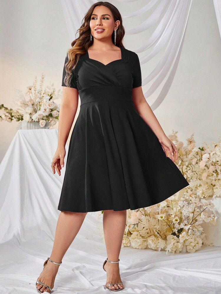 MUXXN Vintage 1950's A-Line  Work Cocktail Party Plus Size Swing Dresses - Black - View 5