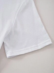 SHEIN LUNE 女士愛心圖案短袖t恤 - 白色 - 查看 4