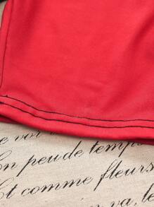 SHEIN Kids' Summer Casual Red & Black Spider Printed Short Sleeve T-shirt Set - Multicolor - View 4