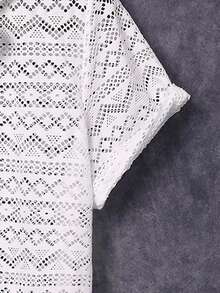 Manfinity RSRT Nam Chất rắn Nút phía trước Áo sơ mi - trắng - Xem 4