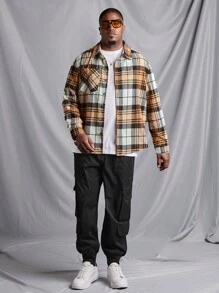 Manfinity Homme Chemise À Carreaux À Manches Longues Et Grande Taille Pour Homme - Multicolore - Voir 3