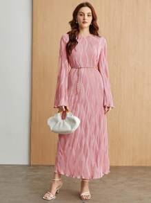 BizChic 女士粉色圓領花邊連衣裙 - 藕粉色 - 查看 4