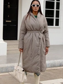 2023 女款加厚保暖長派克大衣 - 咖啡棕 - 查看 1