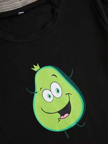 女士酪梨印花短袖上衣和短褲/長褲睡衣套裝