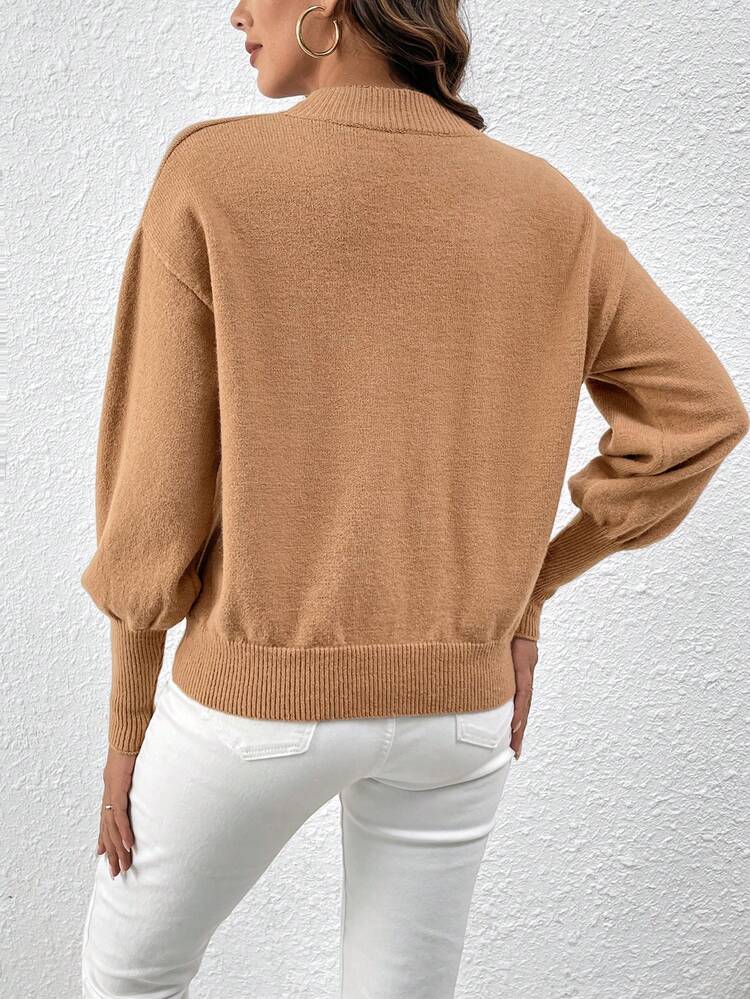 Women's Drop Shoulder Solid Color Knit Pullover Fall Winter Sweater