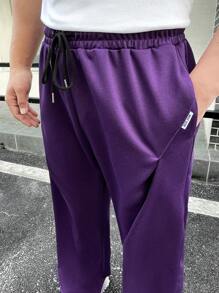 Manfinity Hypemode Loose-Fit Men's Drawstring Waist Slant Pocket Sweatpants - Purple - View 4