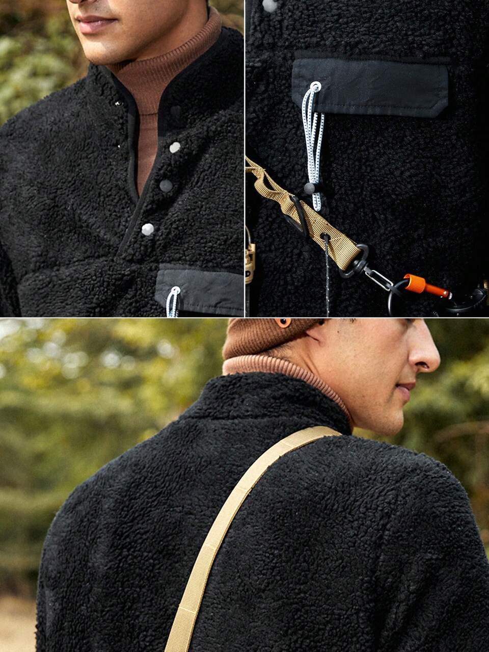 Men Half Button Teddy Outdoor Fleece Jacket