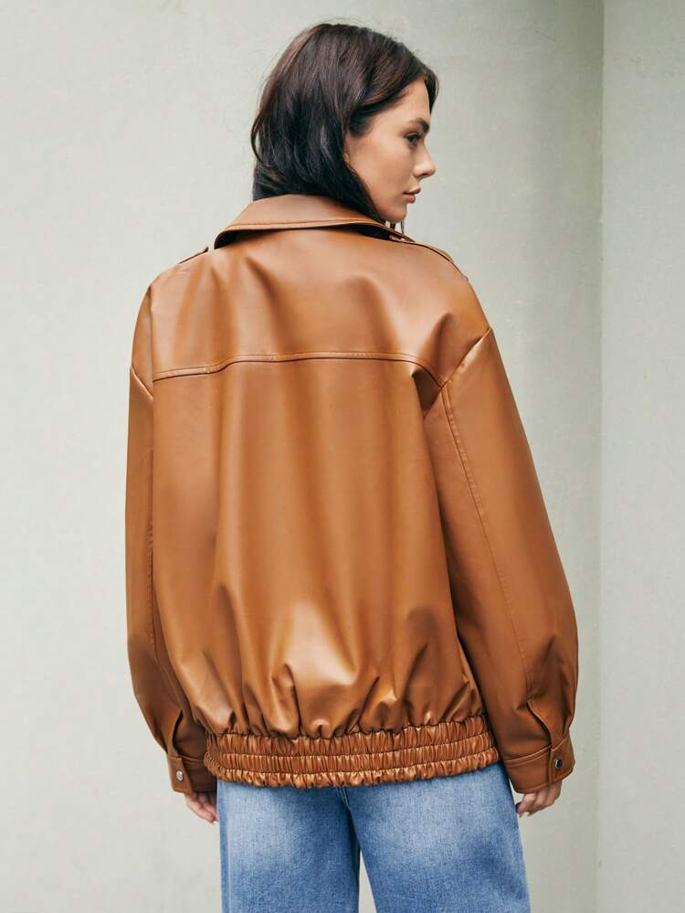 Chaqueta Casual Sólida Para Mujer