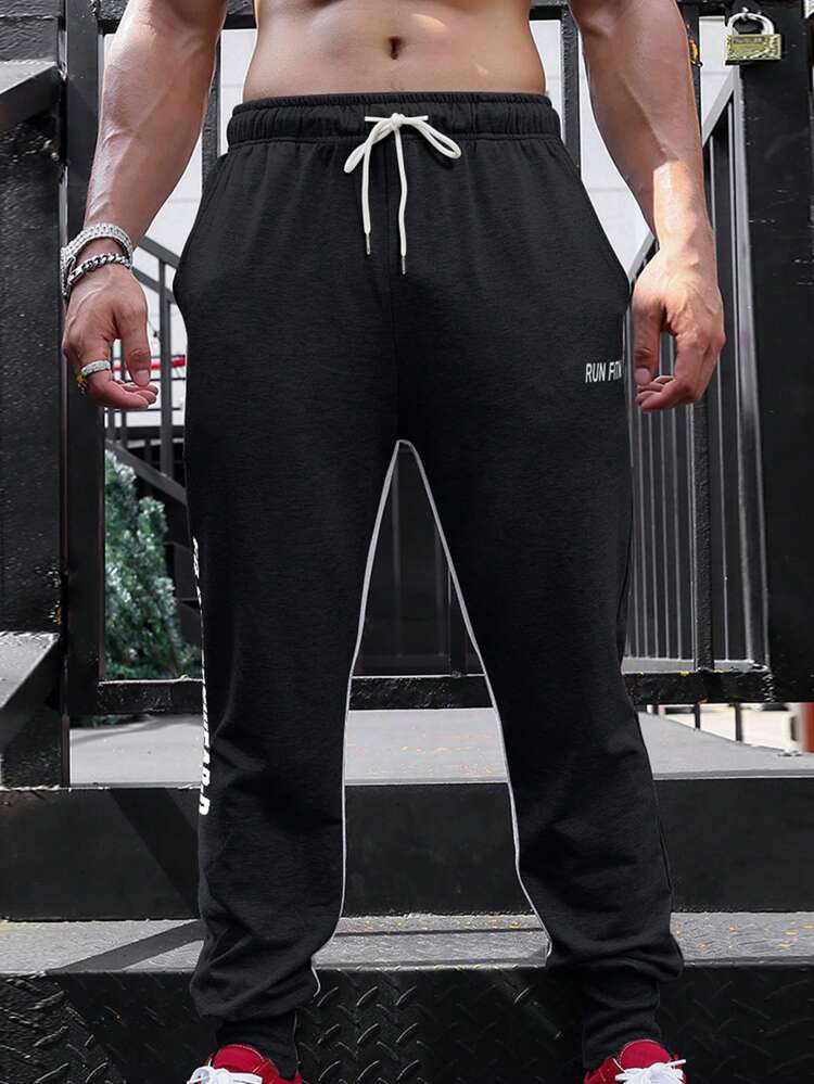 Men's Letter Print Sports Pants Sweat Pants