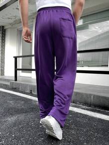 Manfinity Hypemode Loose-Fit Men's Drawstring Waist Slant Pocket Sweatpants - Purple - View 2