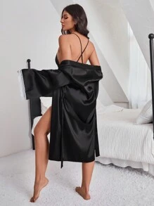 Lace Trimmed Nightgown And Robe Sleepwear Set