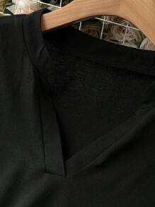 SHEIN LUNE Vestido De Talla Grande Con Puños Enrollados Y Color Liso Con Cinturón